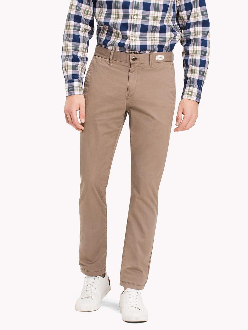 Férfi Tommy Hilfiger Straight fit stretch organic cotton twill chino Nadrág Khaki | HU 1125YXF